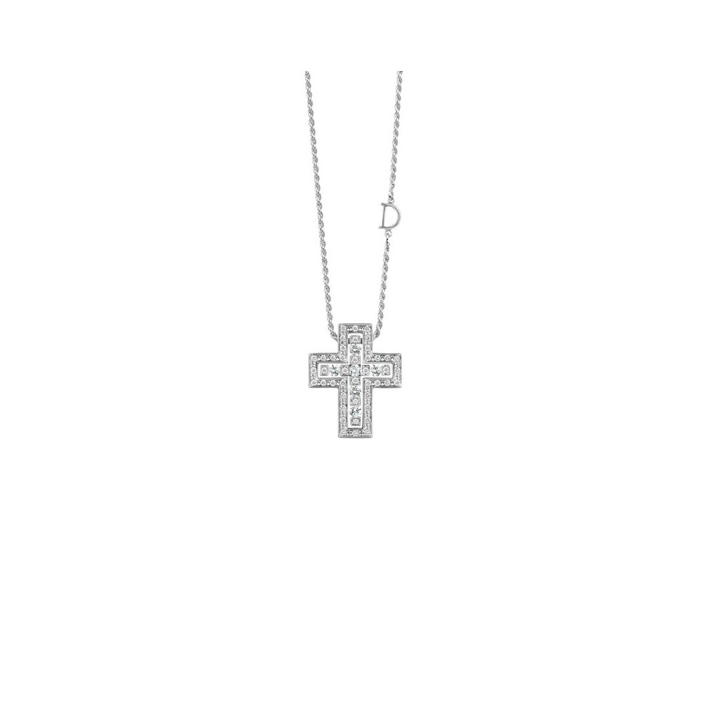 Collana Croce in oro bianco con diamanti [a2e6c685]