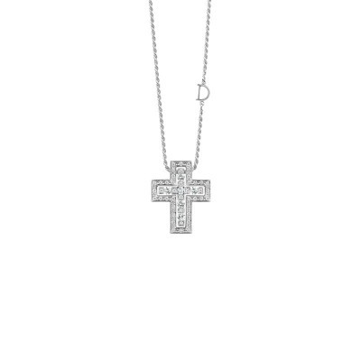 Collana Croce in oro bianco con diamanti [a2e6c685]