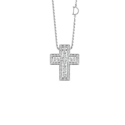 Collana Croce in oro bianco con diamanti [7bc08588]
