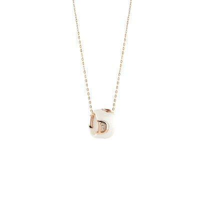 Collana in Caramica Bianca e Oro Rosa con Diamante [f444e4e4]
