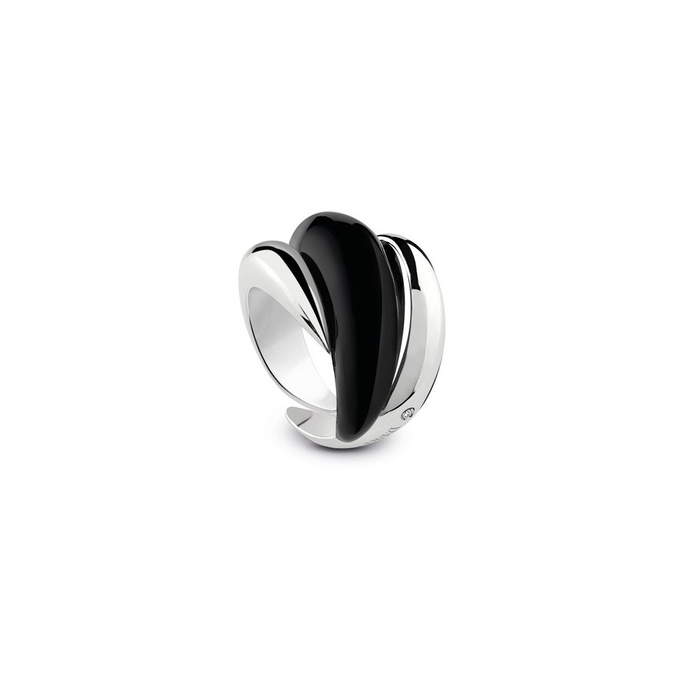 Anello Gomitolo in argento diamante e smalto nero [0ea87ef1]