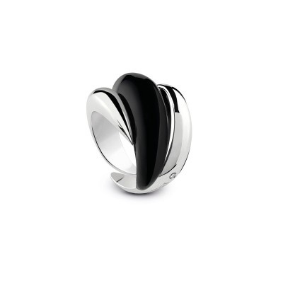 Anello Gomitolo in argento diamante e smalto nero [0ea87ef1]
