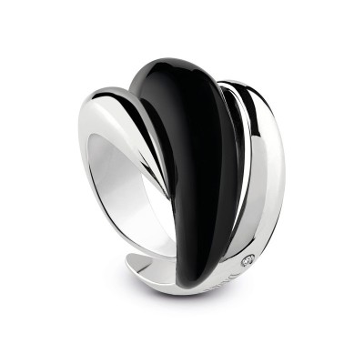 Anello Gomitolo in argento diamante e smalto nero [d78e3dfc]