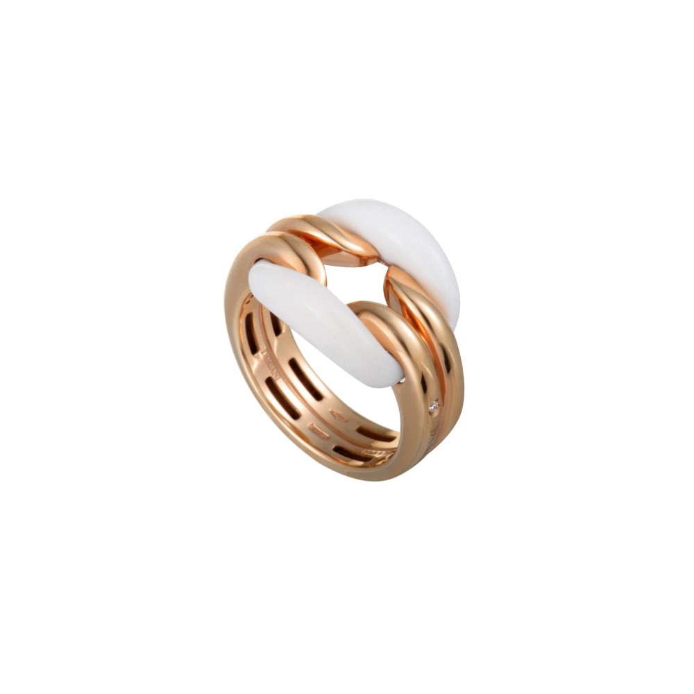 Anello D.Lace in Oro Rosa e Ceramica Bianca [d9d3096f]