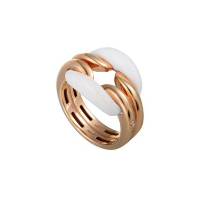 Anello D.Lace in Oro Rosa e Ceramica Bianca [d9d3096f]