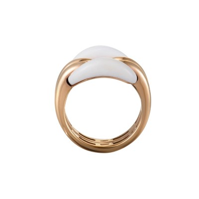 Anello D.Lace in Oro Rosa e Ceramica Bianca [9fb659ee]