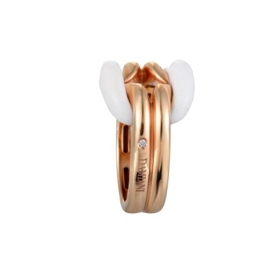Anello D.Lace in Oro Rosa e Ceramica Bianca [46901ae3]
