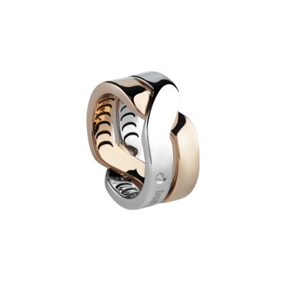 Anello Abbraccio in Oro Bianco e Oro Rosa [28ae3c76]