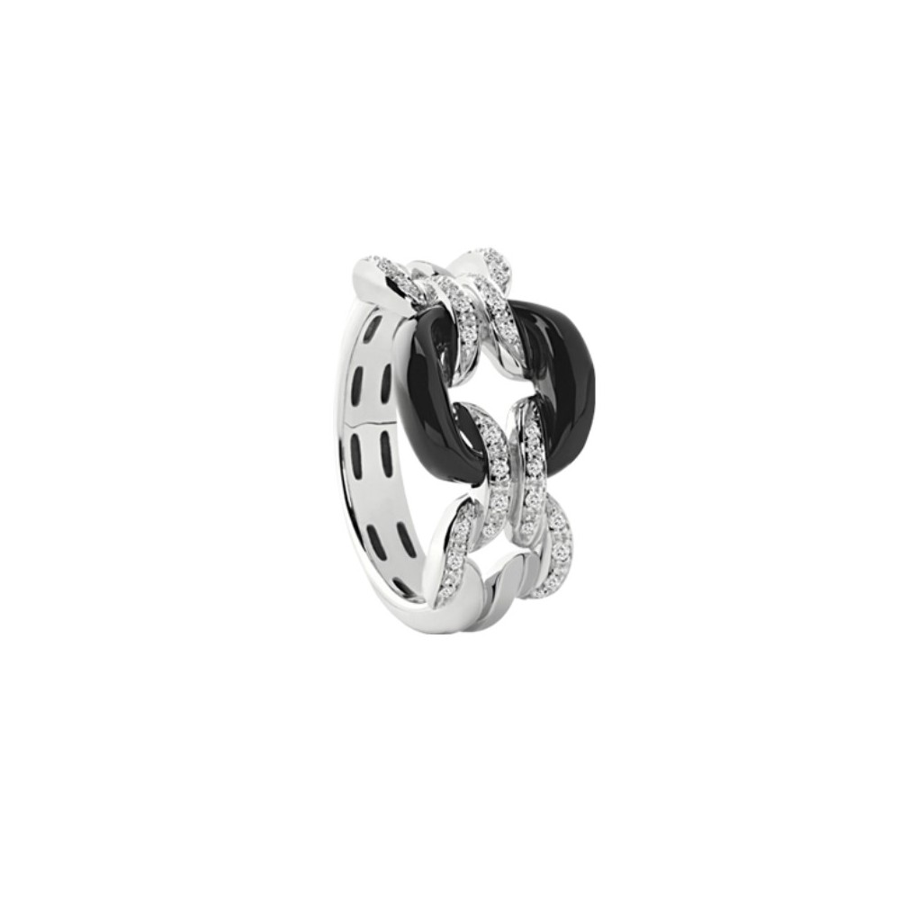 Anello D.Lace in Oro Bianco e Cramica Nera [13a8350e]
