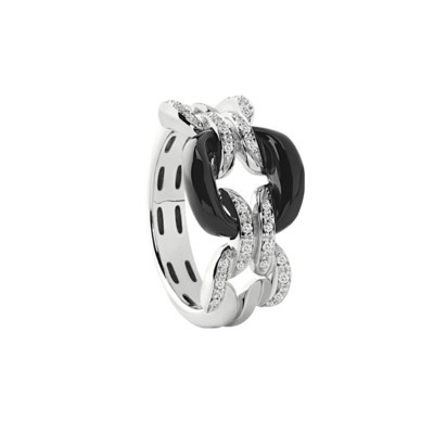 Anello D.Lace in Oro Bianco e Cramica Nera [13a8350e]