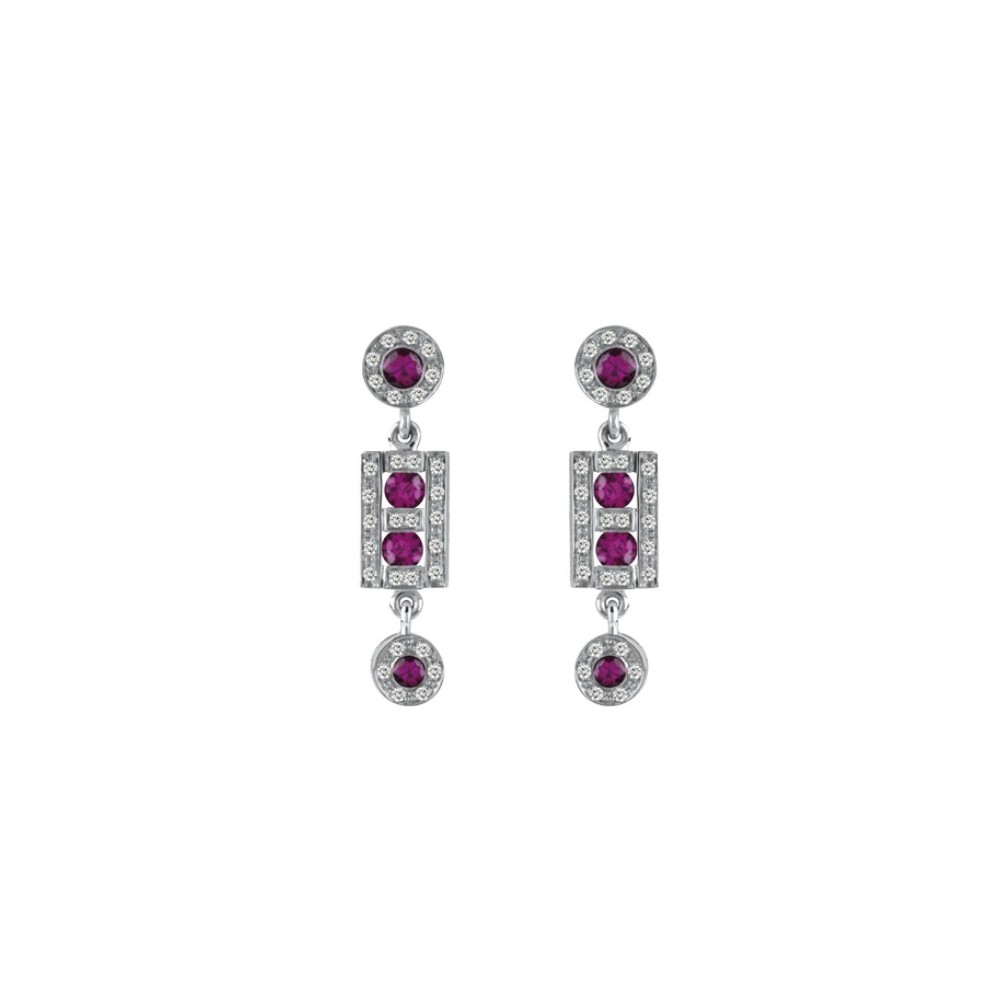 Orecchini in Oro Bianco con Diamanti e Rubini [9518df4e]