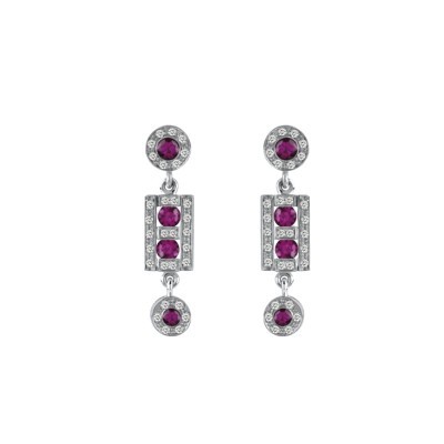Orecchini in Oro Bianco con Diamanti e Rubini [9518df4e]