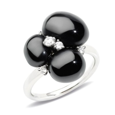 Anello Capri in oro bianco con ceramica nera [f6c46cd6]
