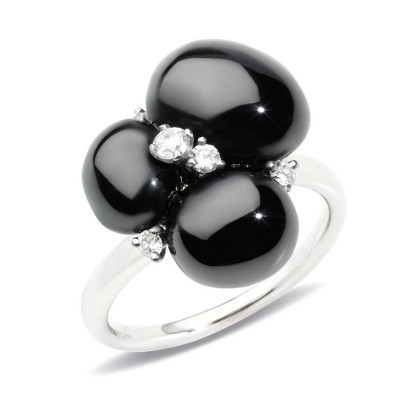 Anello Capri in oro bianco con ceramica nera [f6c46cd6]