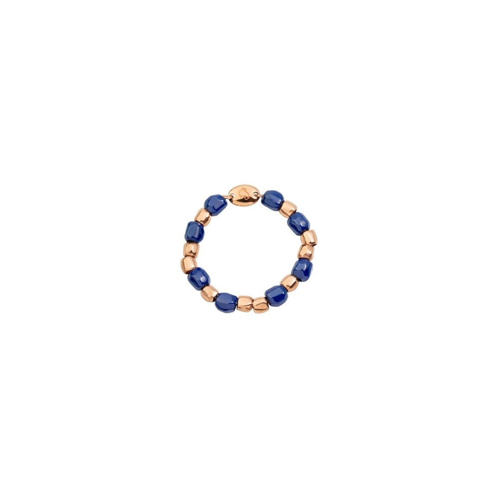 Anello Mini Granelli oro rosa 9k ceramica blu [96ed6f41]
