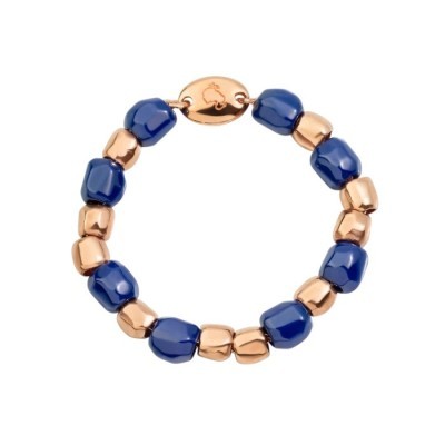 Anello Mini Granelli oro rosa 9k ceramica blu [96ed6f41]