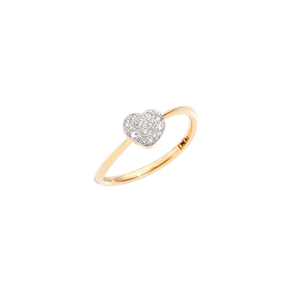 Anello Cuore Piccolo in Oro Giallo e Diamanti [ae5d705f]