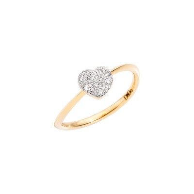 Anello Cuore Piccolo in Oro Giallo e Diamanti [ae5d705f]