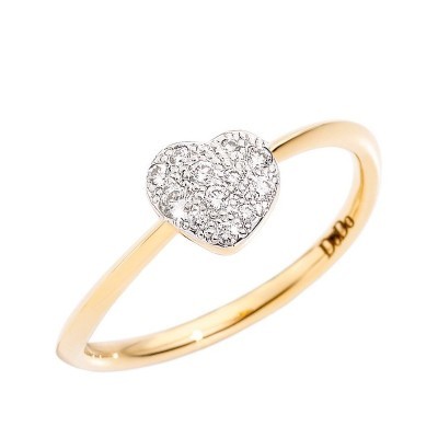 Anello Cuore Piccolo in Oro Giallo e Diamanti [777b3352]