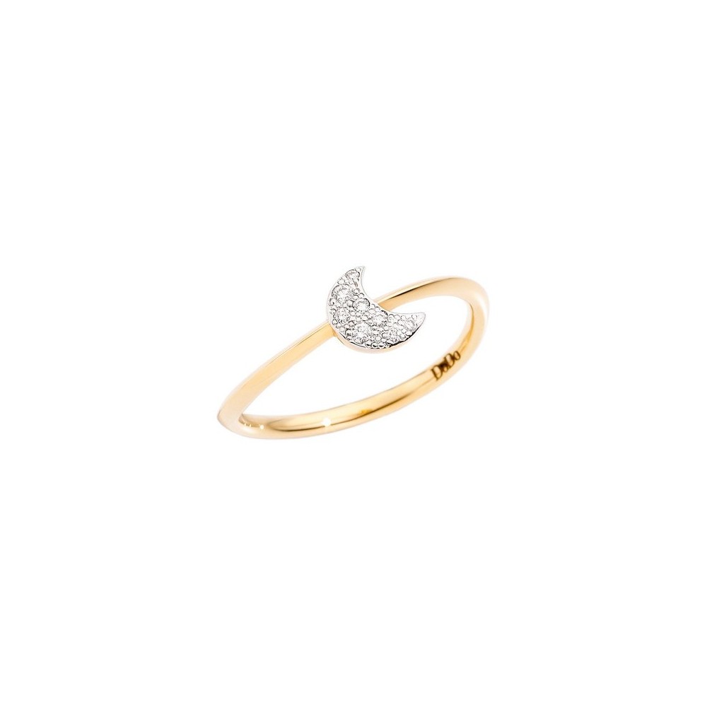 Anello Luna in Oro Giallo con 8 Diamanti Bianchi [a66f41c6]