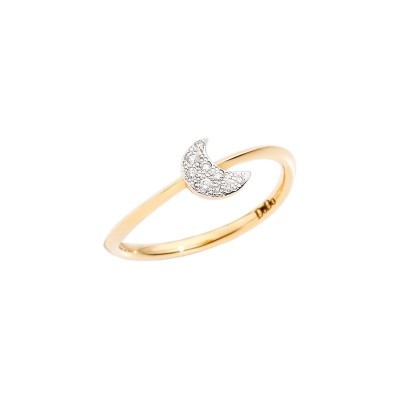 Anello Luna in Oro Giallo con 8 Diamanti Bianchi [a66f41c6]