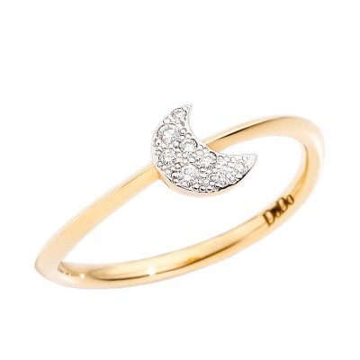 Anello Luna in Oro Giallo con 8 Diamanti Bianchi [a66f41c6]