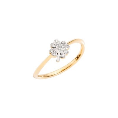 Anello Quadrifoglio in Oro Giallo e 13 Diamanti [a45ad79f]