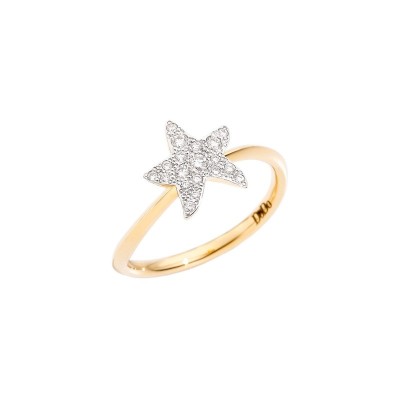 Anello Stella in Oro Giallo e 19 Diamanti Bianchi [9119e74d]