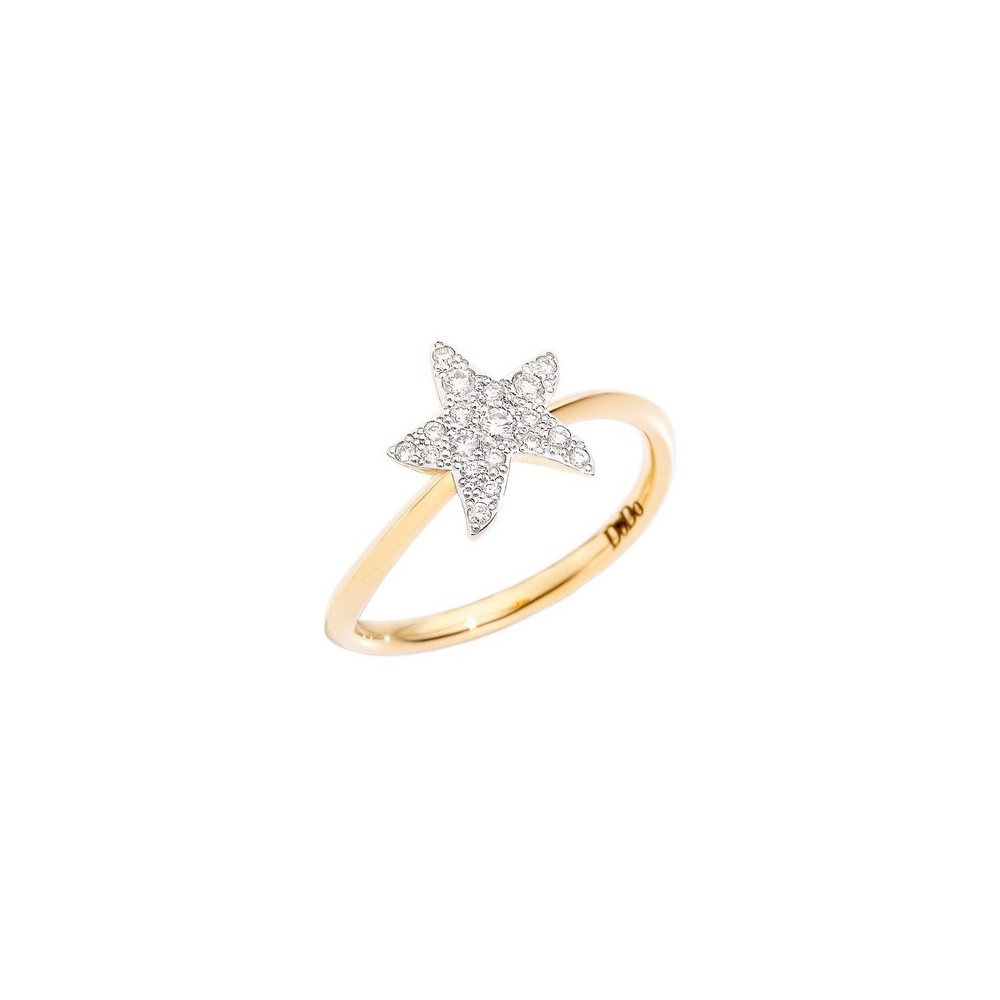 Anello Stella in Oro Giallo e 19 Diamanti Bianchi [9119e74d]