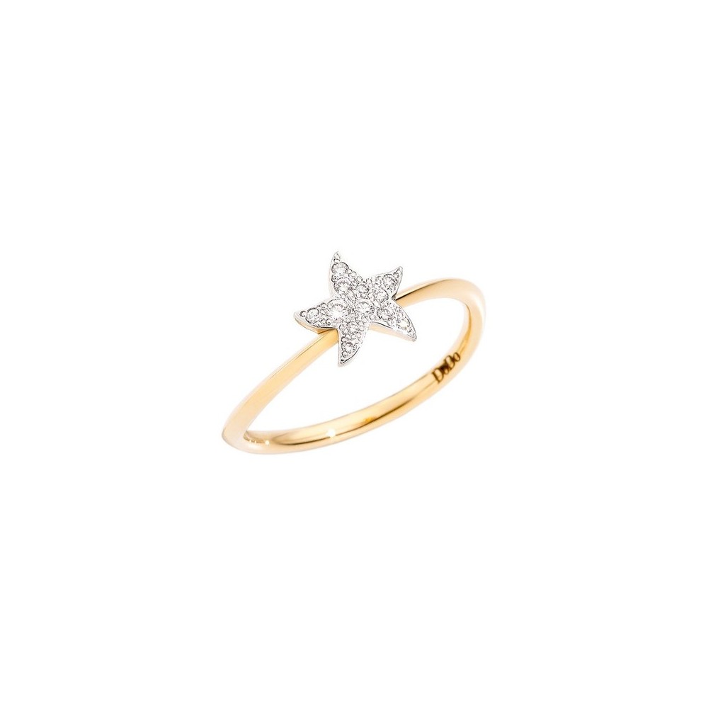 Anello Stella in Oro Giallo e 11 Diamanti Bianchi [001c7282]