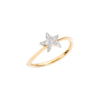 Anello Stella in Oro Giallo e 11 Diamanti Bianchi [001c7282]