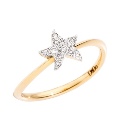 Anello Stella in Oro Giallo e 11 Diamanti Bianchi [d93a318f]