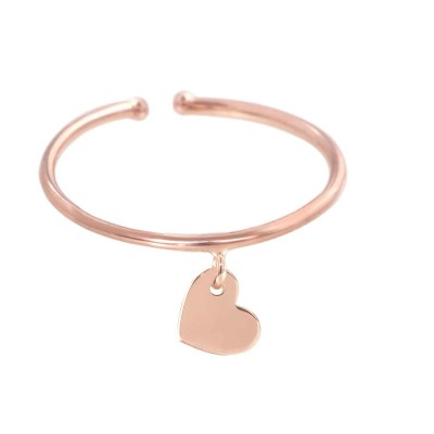 Anello in Oro Rosa 18kt, Cuore In Lastra [17b2dc3c]