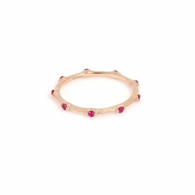 Anello oro rosa 18kt rosa con rubini [e01bbc6c]
