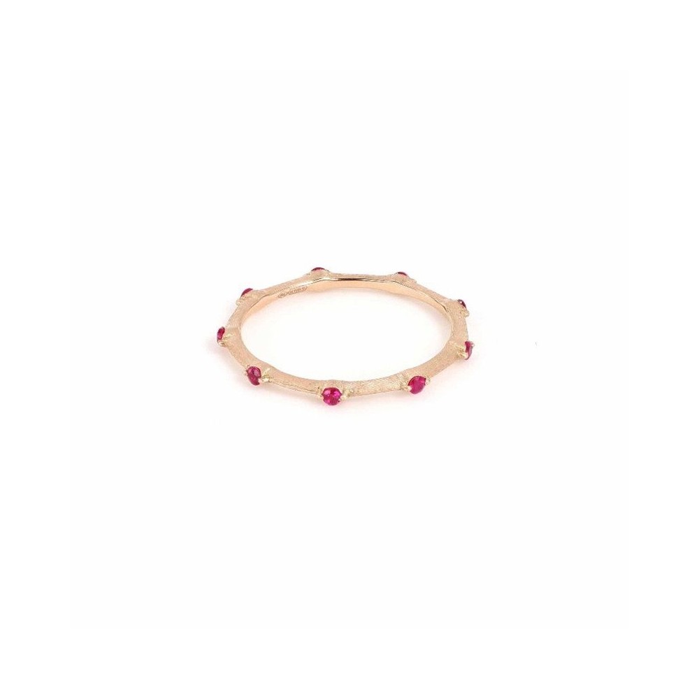 Anello oro rosa 18kt rosa con rubini [e01bbc6c]