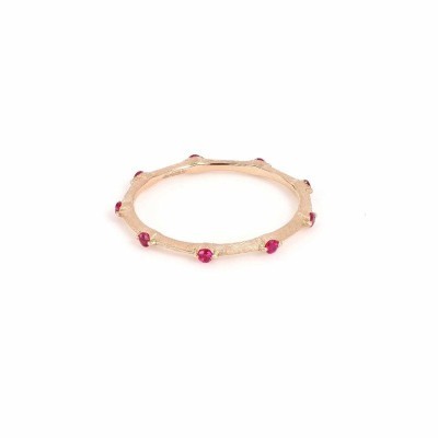 Anello oro rosa 18kt rosa con rubini [e01bbc6c]