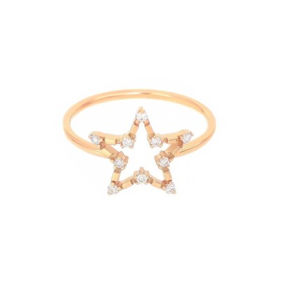 Anello oro rosa 18kt stella con diamanti [cfe920da]