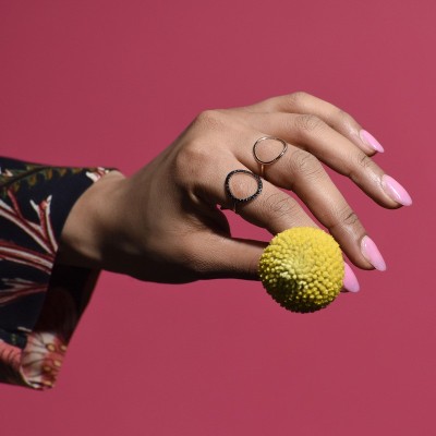 Anello Bolla a filo e diamanti neri [46e521ff]