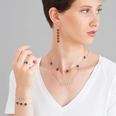 Bracciale Di Catena Con Tre Fiori Smaltati [f9b0c040]