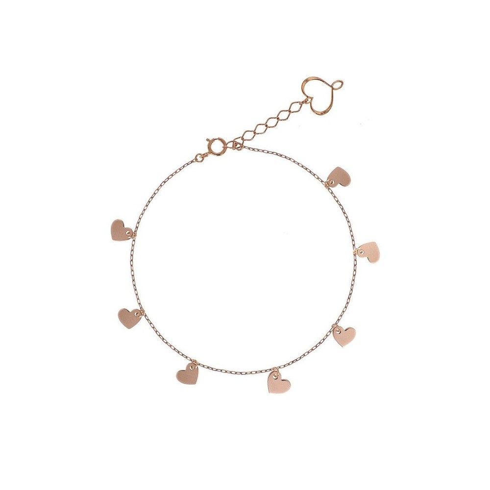 Bracciale oro rosa 18kt 7 cuori pendenti [da6527c6]