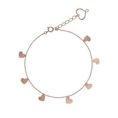 Bracciale oro rosa 18kt 7 cuori pendenti [da6527c6]