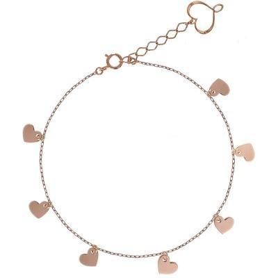 Bracciale oro rosa 18kt 7 cuori pendenti [034364cb]