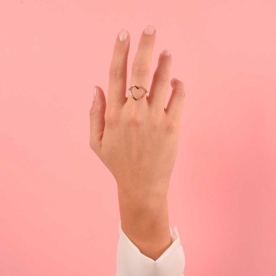Anello cuore grande a filo Oro rosa 18kt [5daafad0]