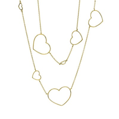 Collana lunga cuori differenti oro 18kt [9b03b29b]