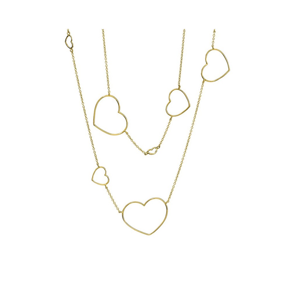 Collana lunga cuori differenti oro 18kt [9b03b29b]