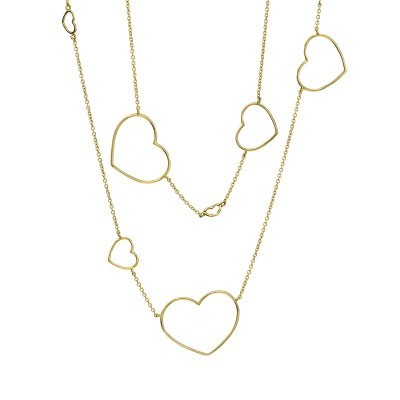 Collana lunga cuori differenti oro 18kt [9b03b29b]