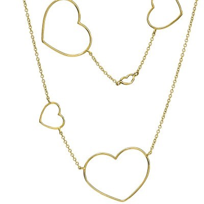 Collana lunga cuori differenti oro 18kt [4225f196]