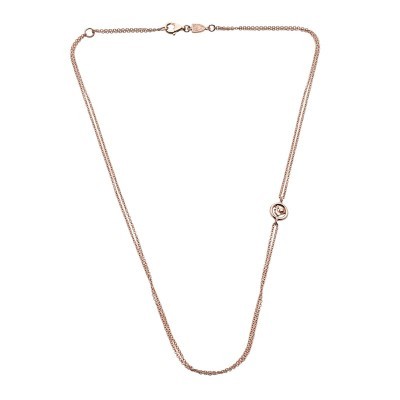 Collana Rolò 45cm Doppia Catena in Oro Rosa [d9eaa8fb]