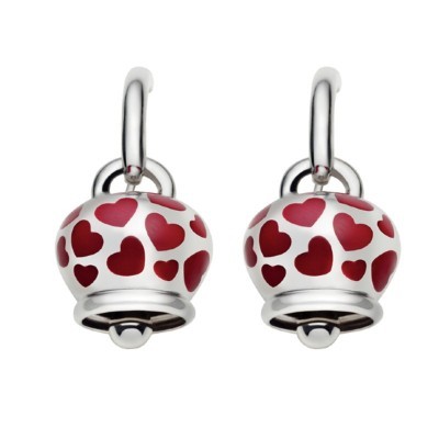 Orecchini campanella argento con cuori in smalto [bb79207d]