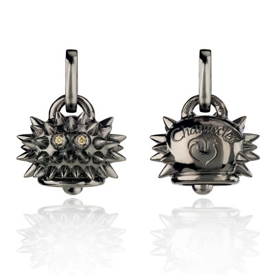 Ciondolo Riccio Piccolo in Argento Brunito e Diam. [e56c81fe]